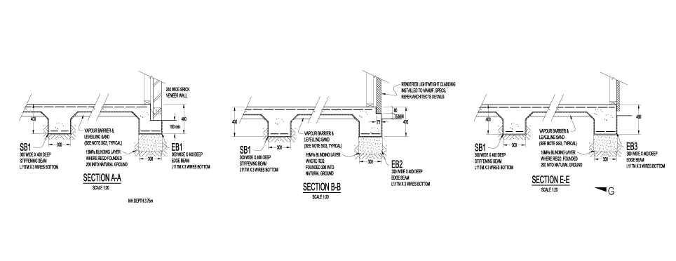 stiffened grid type beam and slab foundation